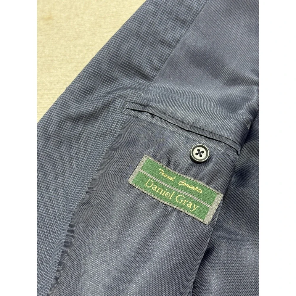 Daniel Gray Suit Mens 44R W39 Navy Wool 2 Button Pleated Cuffed‎ Travel Concepts